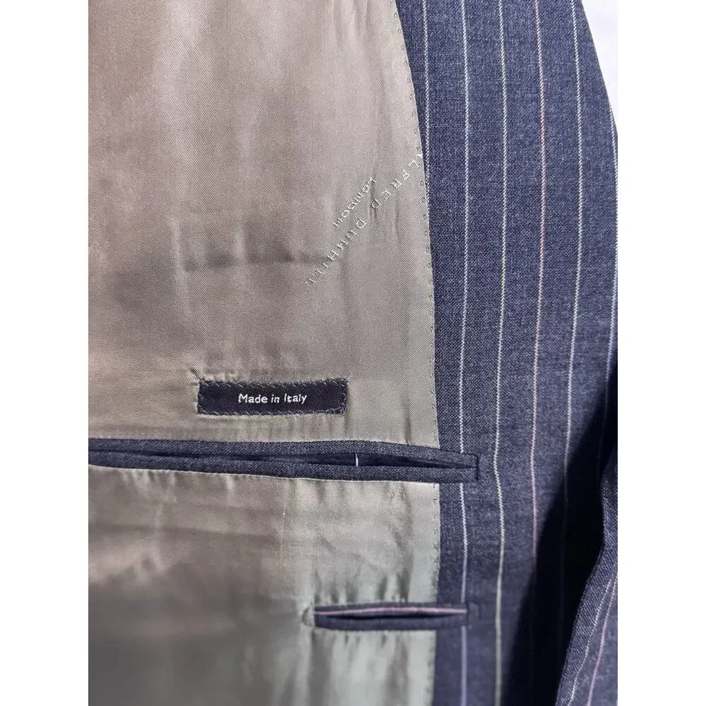 Alfred Dunhill Mens Gray Rainbow Striped 2 Piece Suit 46S Pants 38/25